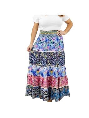 Ursime Boho Floral Patchwork Skirt - Multicolor Sz 2X